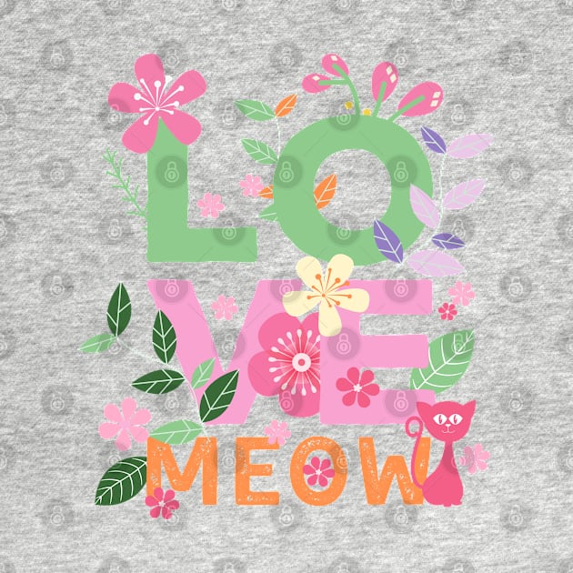 LOVE MEOW Letters with Flowers 2 by leBoosh-Designs